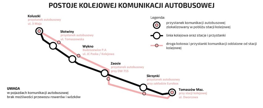 Nowe połączenia kolejowo-autobusowe ŁKA z Tomaszowa do Łodzi ROZKŁAD JAZDY