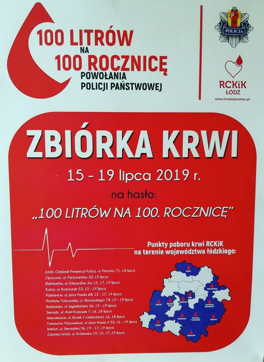 Policjanci z Radomska będą oddawać krew. Już w poniedziałek akcja "100 litrów krwi na 100. rocznicę Policji"
