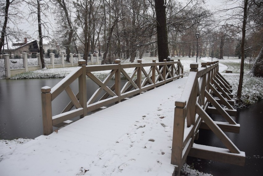 Pałac i park w Lewkowie w zimowej odsłonie prezentują się...