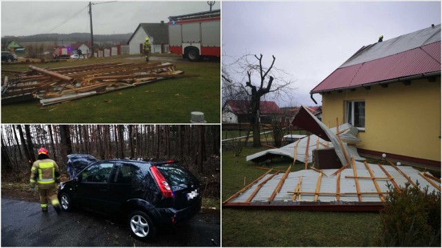 Wiatr uszkodził około dziesięciu dachów w kilku gminach na południu powiatu tarnowskiego. Na samochód spadło drzewo