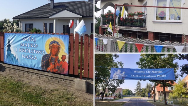 Mieszkańcy Lechlina oczekując na przyjazd obrazu Matki Boskiej Częstochowskiej ozdobili wioskę