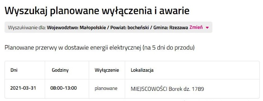 Wyłączenia prądu w powiecie bocheńskim i brzeskim...