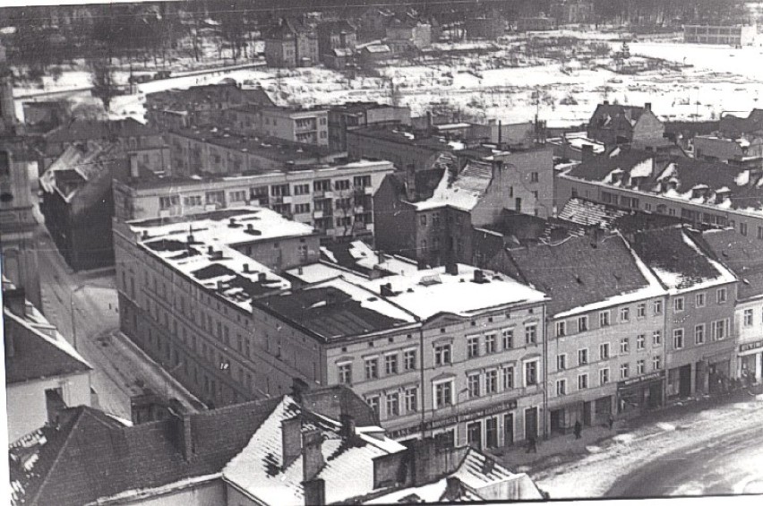 Rynek, ul. Kościelna, ul. Wojska Polskiego, lata 60-te, ze...