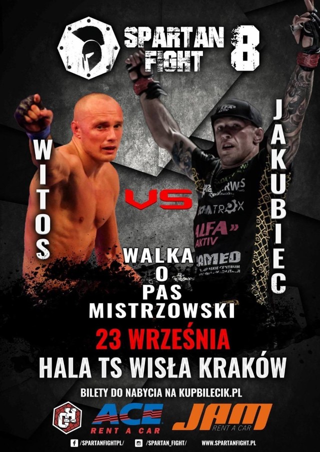 sobota, 23 września 2017, 17:30
Hala TS Wisła Kraków, ul. Reymonta 22, Kraków

Podczas gali Spartan Fight 8 zobaczymy 10 pojedynków- 7 w formule mma oraz 3 na zasadach K-1. Pierwszy raz w historii, podczas gali Spartan Fight odbędą się walki, o pas mistrzowski.

Bilety: 50-600 zł