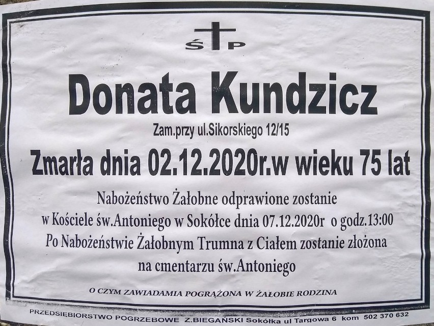 Pogrzeby w Sokółce. Oni odeszli w ostatnich tygodniach