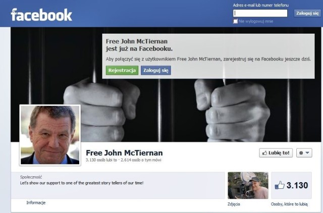 Profil &quot;Free John McTiernan&quot;, Facebook