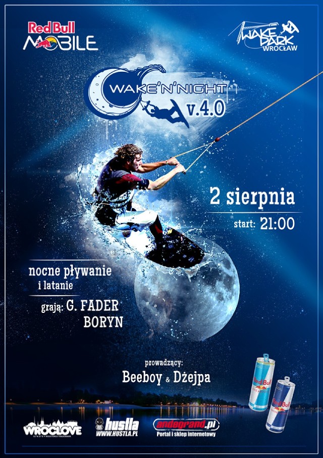 WAKE'N NIGHT.


W najbliższą sobotę 2 sierpnia, w Wakeparku Wrocław Glinianki odbędą się  nocne pokazy i zawody wakeboardowe
WAKE'N NIGHT.

Impreza zaczyna się o godz 21, przy muzyce granej przez DJ-ówg G.Fadera i
Boryna.

O godz. 24 rozpocznie się konkurs skoków na wakebordzie przy sztucznym
oświetleniu, w którym startuje 20 zawodników.

Zawody zakończą się o 1 w nocy, rozdaniem nagród i after party.

Dla publiczności zaplanowane zostały konkursy trickboardowe ( deska ustawiona na wałku, do ćwiczenia równowagi i koordynacji) z nagrodami- koszulki,czapeczki,drinki w Beach Barze.

Jest to 4 edycja tej widowiskowej imprezy, promującej możliwość
uprawiania sportów wodnych we Wrocławiu.