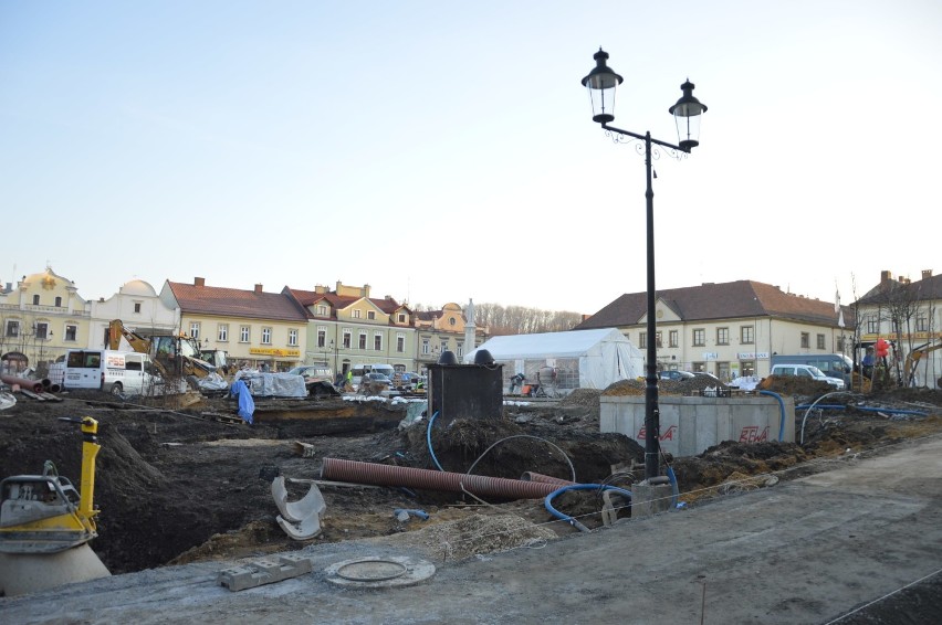 Rynek w Bochni w trakcie przebudowy