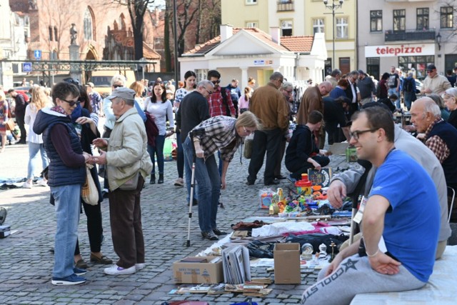 Dla każdego coś ciekawego, czyli pchli targ na Rynku Nowomiejskim w Toruniu. W tym roku to pierwsze takie wydarzenie, podczas którego każdy chętny mógł sprzedać, kupić lub wymienić niepotrzebne rzeczy. Organizatorem pchlego targu jest Biuro Toruńskiego Centrum Miasta i Stowarzyszenie Dzieciom i Młodzieży WĘDKA. Partnerem wydarzenia jest OLX.