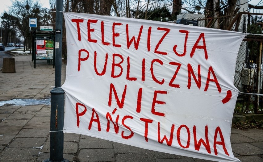 Protest pod TVP w Gdańsku.