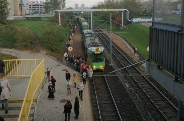 Awaria spowodowała wstrzymanie ruchu tramwajowego w kierunku centrum.