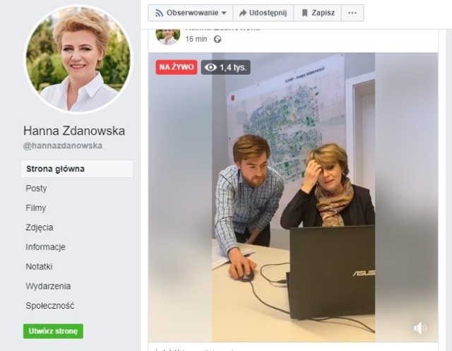 Video-czat Hanny Zdanowskiej trwał około 40 minut. Prezydent obiecała kolejne wkrótce.
