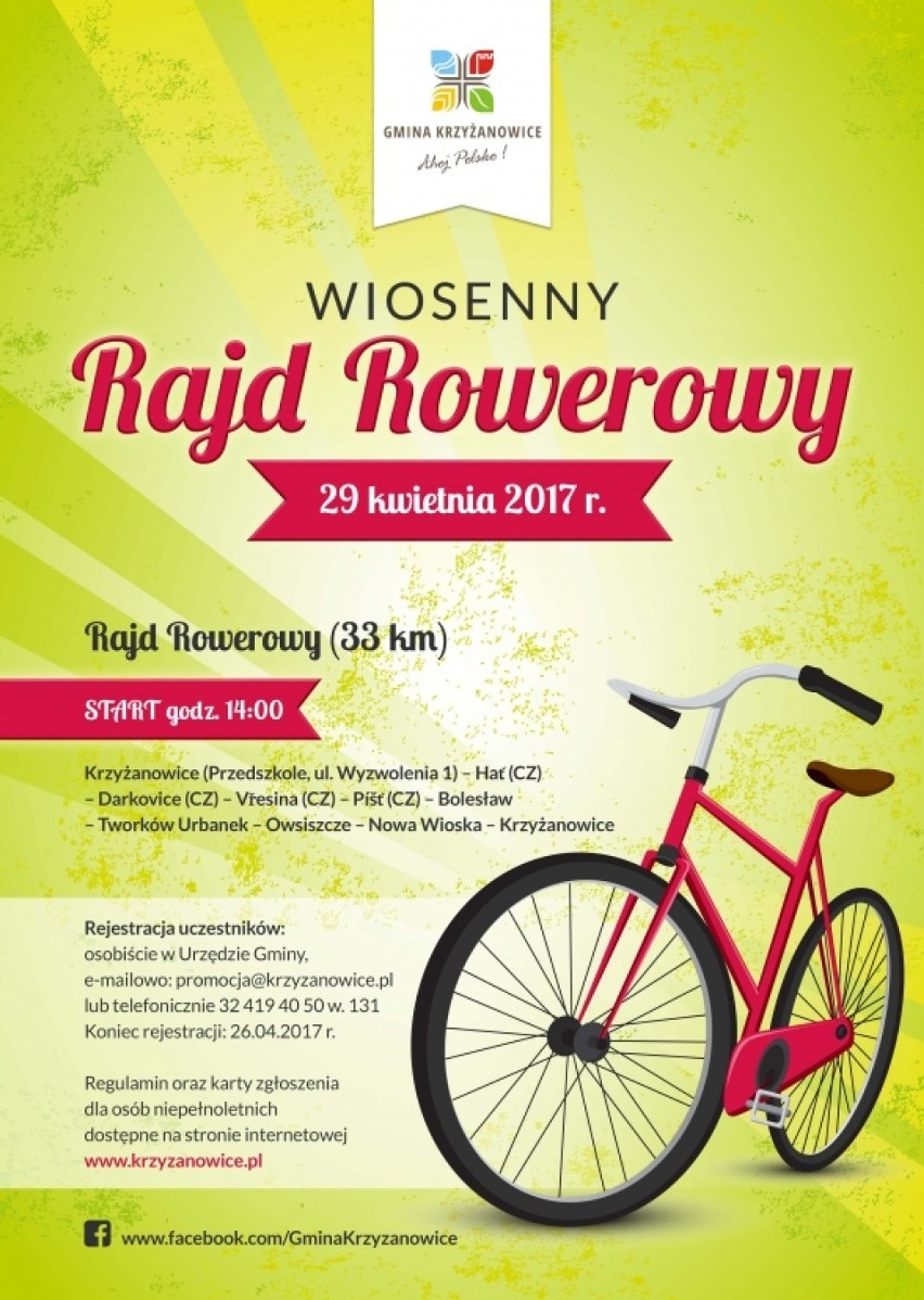 Zapisz się na rajd rowerowy w Krzyżanowicach