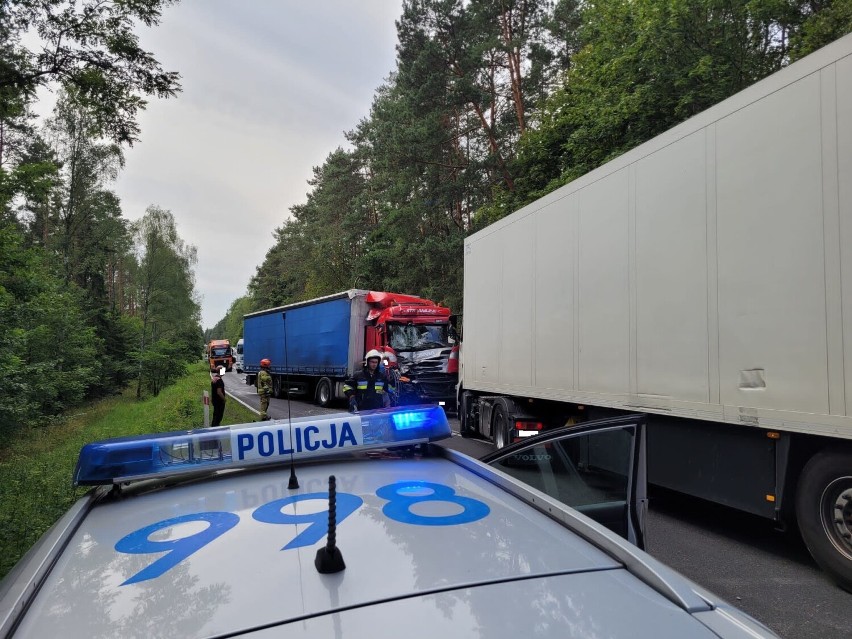 Zderzenie dwóch samochodów ciężarowych na trasie Ptusza - Płytnica