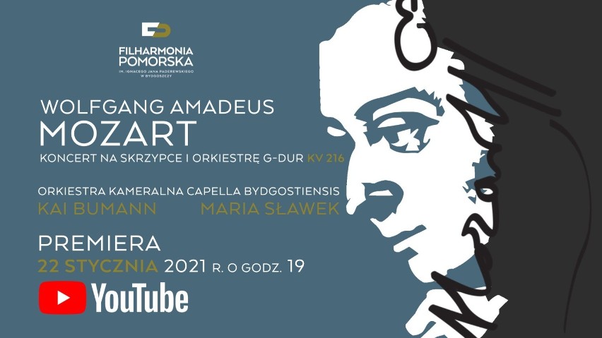 Koncert na urodziny Mozarta w Filharmonii Pomorskiej. Ale na YouTube. Premiera w piątek, 22 stycznia 2021