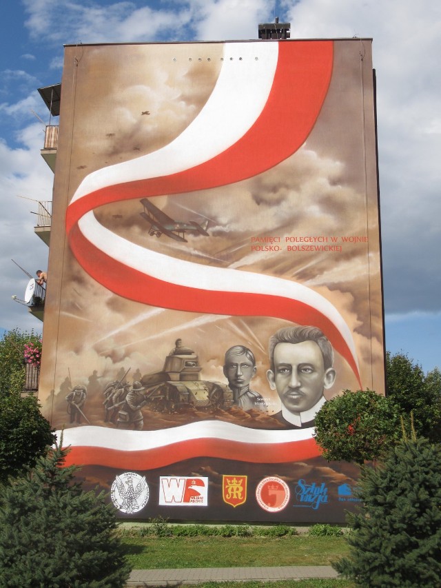 Główny efekt projektu - mural na ścianie bloku przy ul. Szajnochy 55