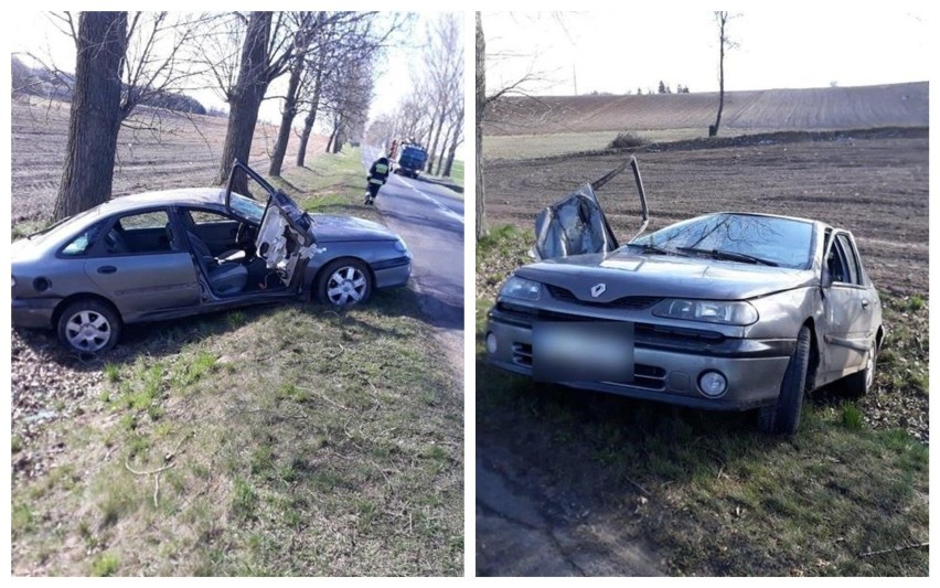 Wypadek w powiecie włocławskim. Samochód marki Renault wjechał do rowu [zdjęcia]