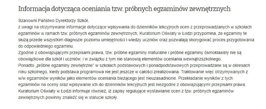 Komunikat Kuratorium Oświaty w Łodzi

– Do kuratorium...