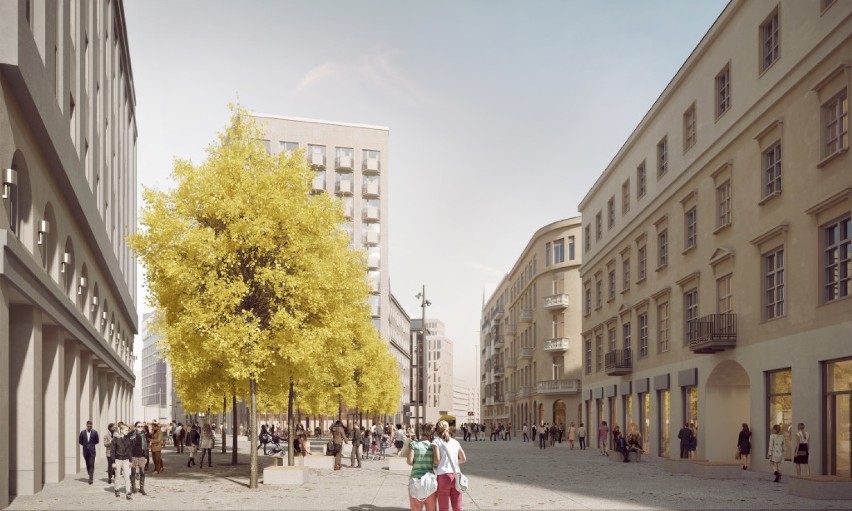 Tak będzie wyglądać centrum Warszawy. Drzewa i betonowy deptak zamiast ruchliwej ulicy. Przyznano środki na budowę Placu Pięciu Rogów