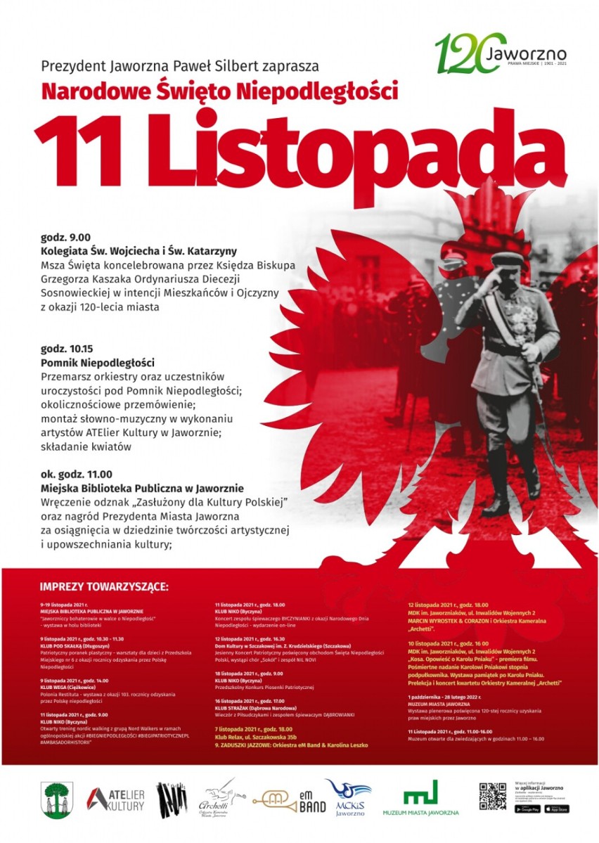 Plakat informujący o wydarzeniach organizowanych w Jaworznie...