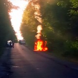 Samochód spłonął po uderzeniu w drzewo na drodze gminnej w Wałowicach [ZDJĘCIA]