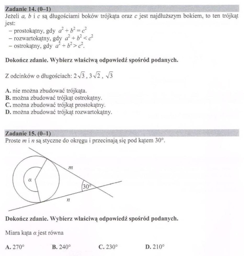 Egzamin Gimnazjalny 2015 arkusze matematyka