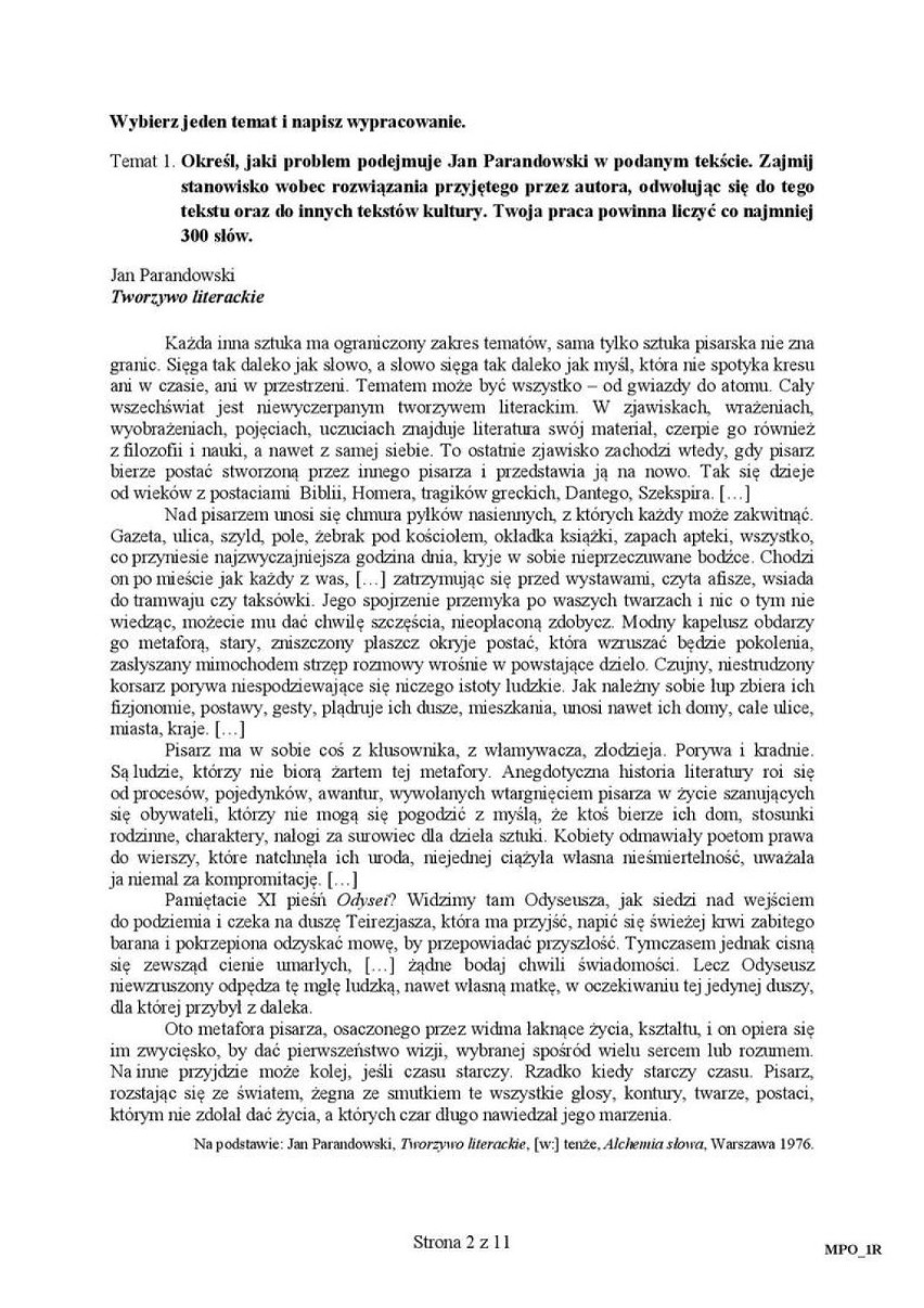 Matura 2016 polski rozszerzony [ARKUSZE pdf, KLUCZ ODPOWIEDZI, pytania]