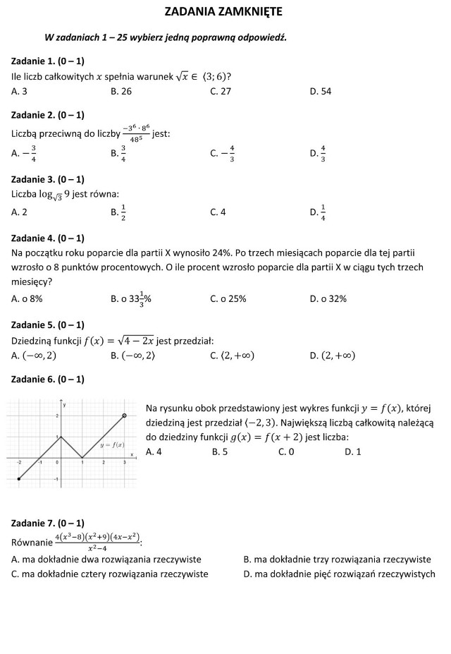 Matura próbna 2020 z matematyki. Rozwiąż zadania, sprawdź swoją wiedzę
