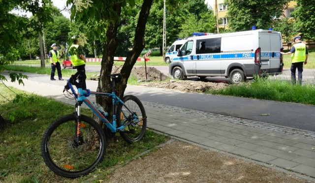 Potrącenie pieszej przez rowerzystę w Łodzi