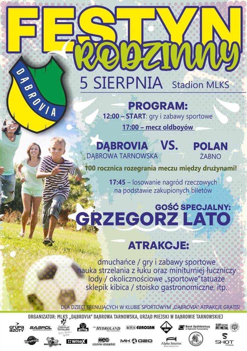 Sobota 5 sierpnia godz. 12, stadion Dąbrovii - gry i zabawy...