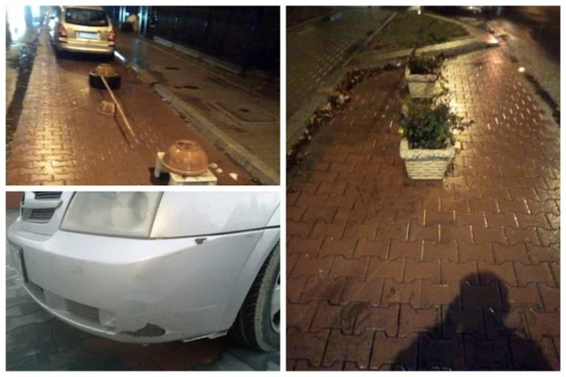 Limanowianin nie zauważył betonowych donic ustawionych na... jednym z miejskich parkingów