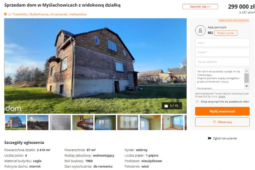 Chrzanów. Domy na sprzedaż. Małe nieruchomości w dobrych cenach. Oferty na OLX z cenami i zdjęciami [OGŁOSZENIA] 