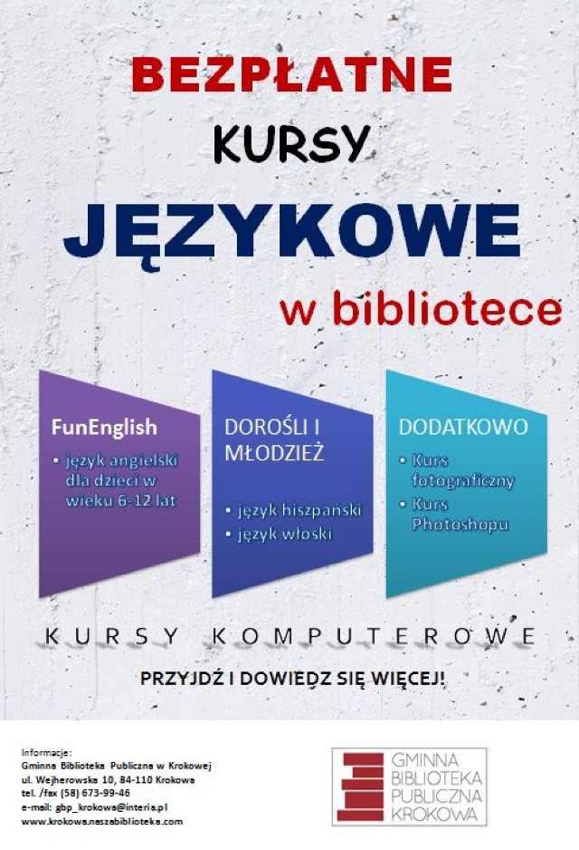 Gminna Biblioteka Publiczna Krokowa zaprasza na kursy