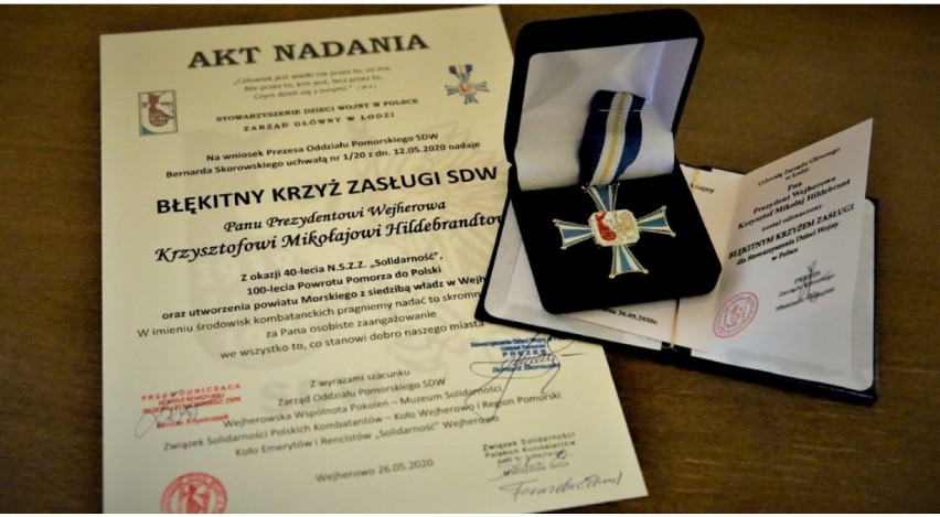 Wejherowo. Prezydent miasta uhonorowany Błękitnym Krzyżem Zasługi| ZDJĘCIA