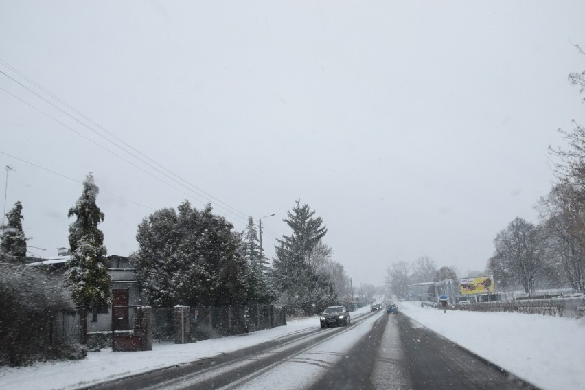 Znów zimowo na ulicach Zduńskiej Woli. Sypnęło śniegiem