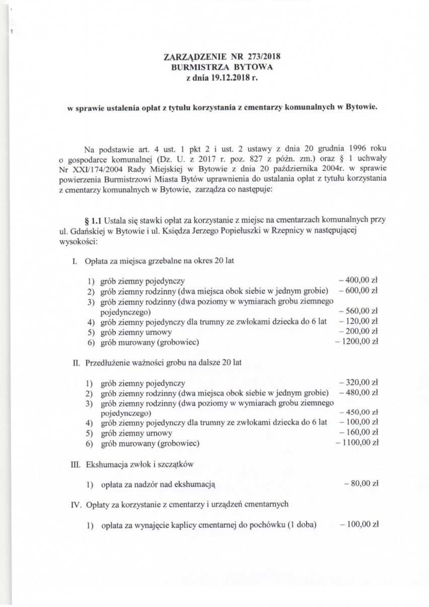 Burmistrz Bytowa Ryszard Sylka działa na szkodę samorządu? Tak uważa radny Leszek Szymczak. Pod lupę wziął umowę dzierżawy cmentarzy