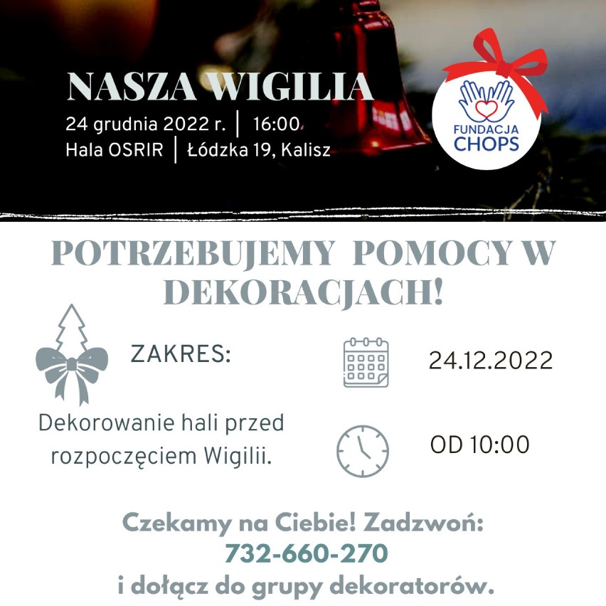 Wigilia dla każdego. Fundacja CHOPS kolejny raz zorganizuje największą wieczerzę wigilijną w Kaliszu