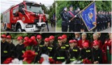 Oficjalne przekazanie wozu bojowego dla jednostki OSP w Szymbarku. W trakcie uroczystości strażacy musieli wyjechać do akcji