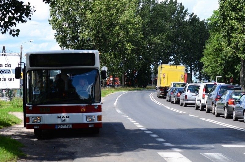 Korek na trasie do Obornik.