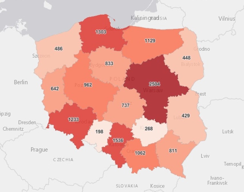 W Małopolsce koronawirusa potwierdzono  u 1069 mieszkańców....