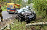 Wypadek na trasie Kolonowskie - Zawadzkie. 72-letni kierowca hyundaia uderzył w drzewo