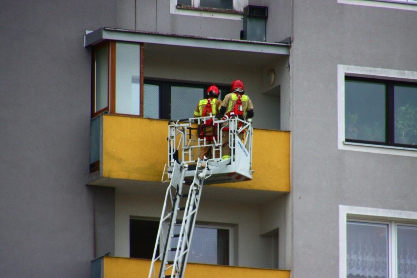Strażacka drabina przy wieżowcu w Kielcach. Co się działo w centrum miasta? Zobaczcie zdjęcia