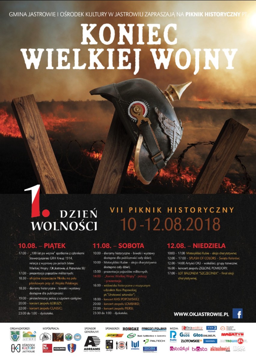 Koniec Wielkiej Wojny. VII Piknik historyczny "1. Dzień Wolności" w Jastrowiu