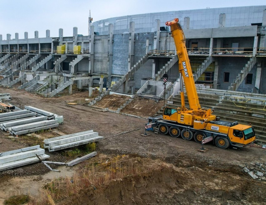 Trwają prace na stadionie dla Radomiaka w Radomiu. Zobacz zdjęcia z lotu ptaka