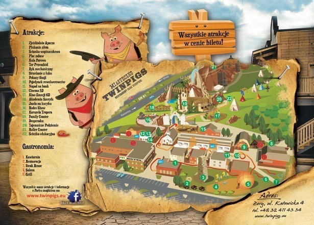 Mapa parku rozrywki Żory