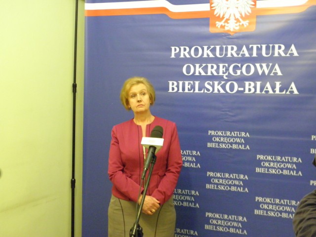 Prokurator Małgorzata Borkowska podczas dzisiejszej konferencji.