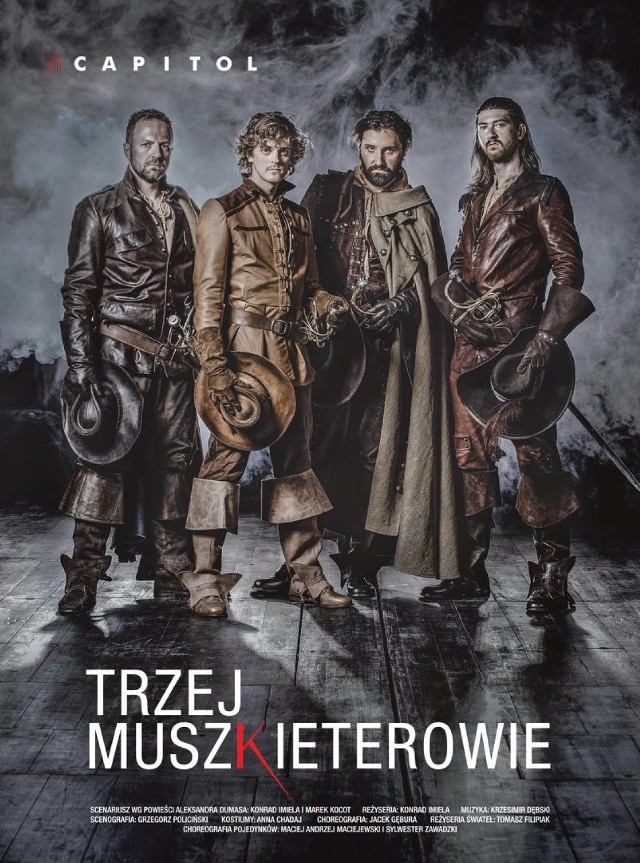 "Trzej Muszkieterowie" w Teatrze Muzycznym Capitol 
"Trzej Muszkieterowie" (reż. Konrad Imiela) to spektakl na podstawie powieści Aleksandra Dumasa. Bilety 70 zł można kupić w kasach teatru lub na stronie internetowej. Początek 16 października o godz. 19:00.