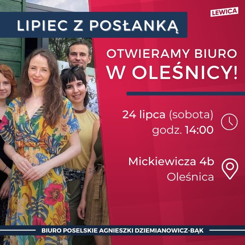 Posłanka Lewicy otworzy swoje biuro w Oleśnicy 