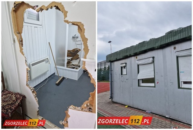 Wandale zniszczyli szatnię i murawę przy Szkole Podstawowej nr 5 w Zgorzelcu.