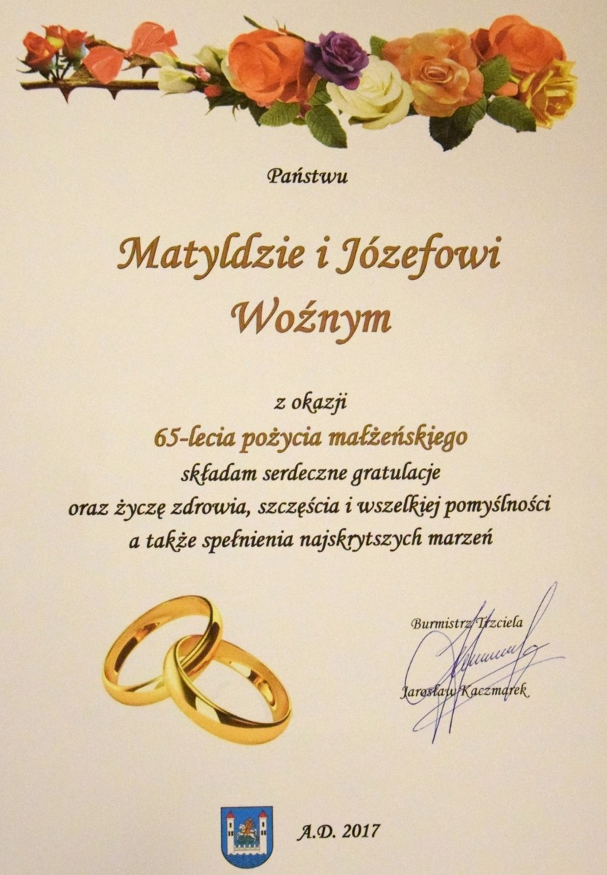Gratulacje od burmistrza Trzciela, Jarosława Kaczmarka
